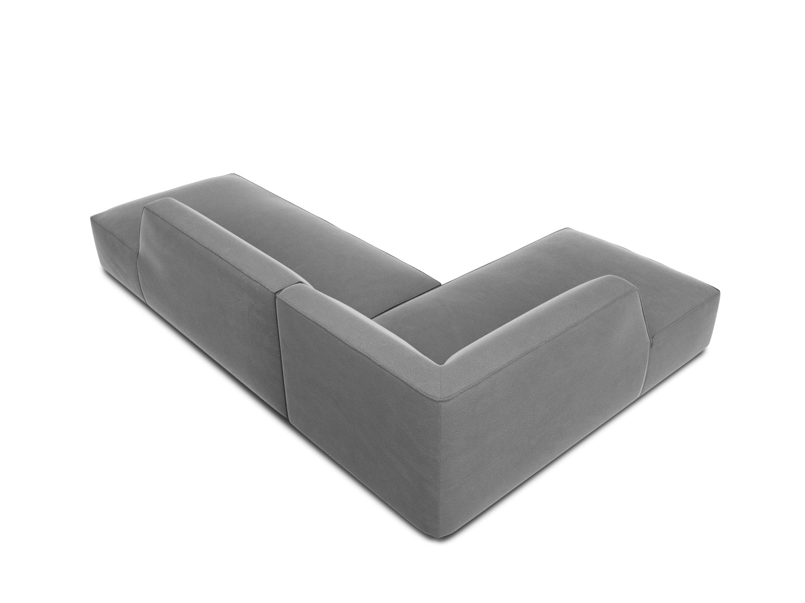 Elegantes modulares Ecksofa in edlem Ruby Velour, linksseitig, bietet Platz für vier Personen und verleiht jedem Raum einen Hauch von Luxus.