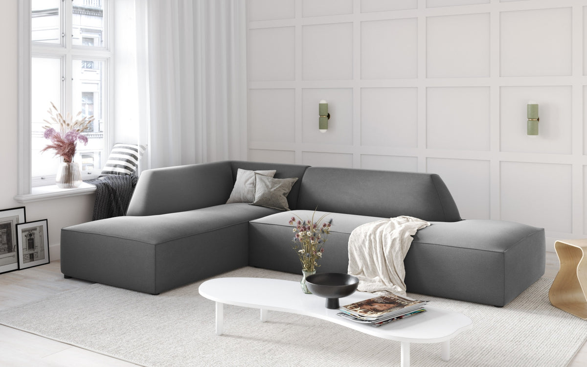 Ruby Velour modulares Ecksofa Open end links 4 Sitzer in Grey-Salvador präsentiert im Onlineshop von KAQTU Design AG. Ecksofa links ist von Micadoni