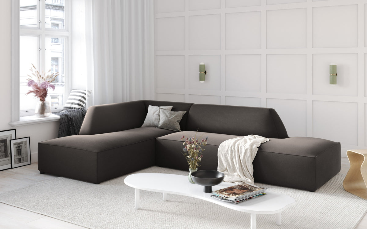 Ruby Velour modulares Ecksofa Open end links 4 Sitzer in Dark Grey-Salvador präsentiert im Onlineshop von KAQTU Design AG. Ecksofa links ist von Micadoni