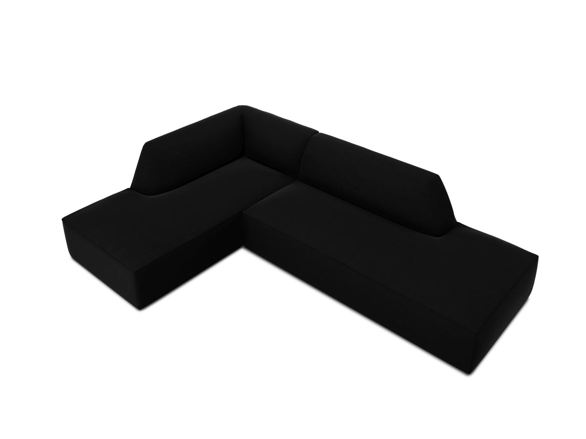 Ruby Velour modulares Ecksofa Open end links 4 Sitzer in Black-Salvador präsentiert im Onlineshop von KAQTU Design AG. Ecksofa links ist von Micadoni