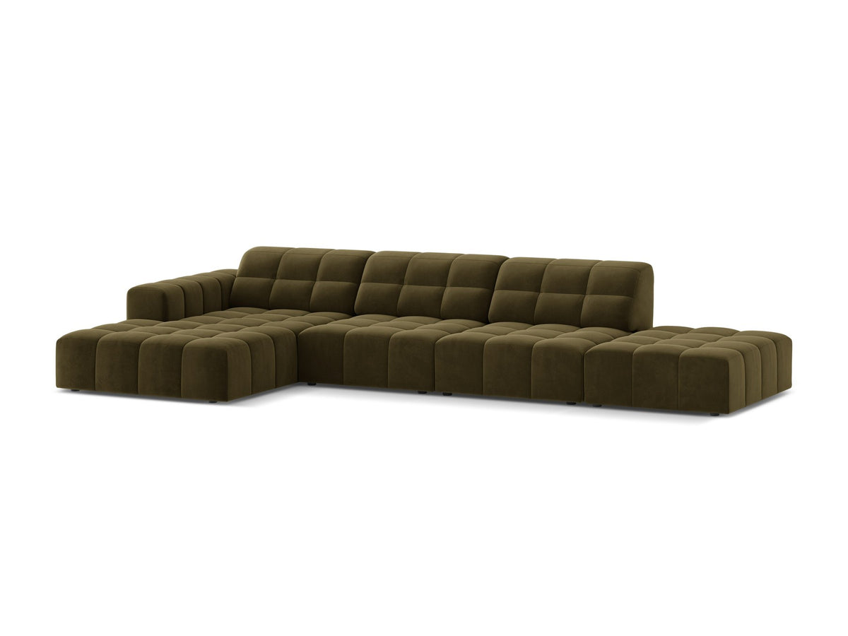 Linkes Ecksofa Jennifer von Micadoni in leichtem Beige mit Bluvel-Stoffbezug, L-Form und schwarzen Kunststoffbeinen aus Polypropylen