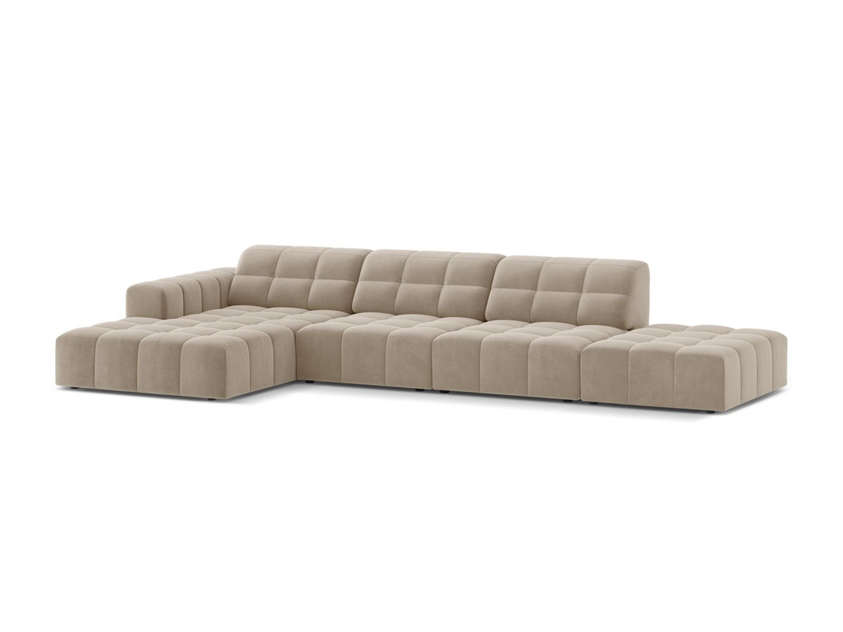 5-Sitzer Ecksofa links Jennifer in Dark Beige-Bluvel präsentiert im Onlineshop von KAQTU Design AG. Ecksofa links ist von Micadoni