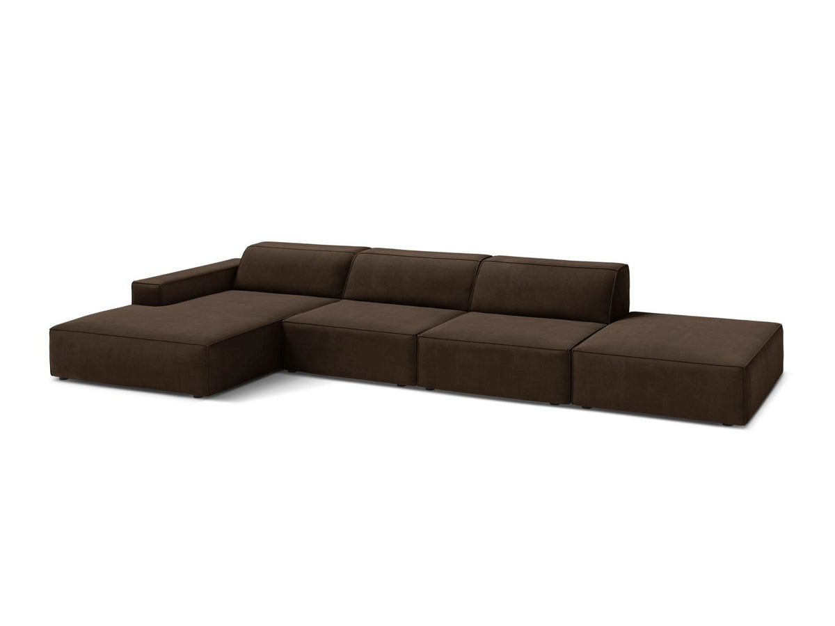 Jodie Velour modulares Ecksofa links 5 Sitzer in Dark Brown-Bluvel präsentiert im Onlineshop von KAQTU Design AG. Ecksofa links ist von Micadoni