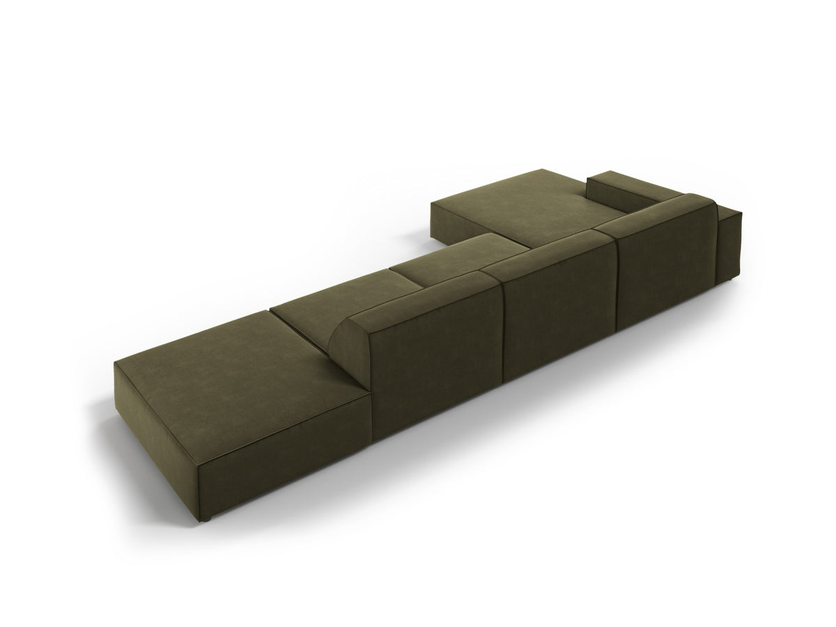 Jodie Velour modulares Ecksofa links 5 Sitzer in Green-Bluvel präsentiert im Onlineshop von KAQTU Design AG. L-Sofa links ist von Micadoni