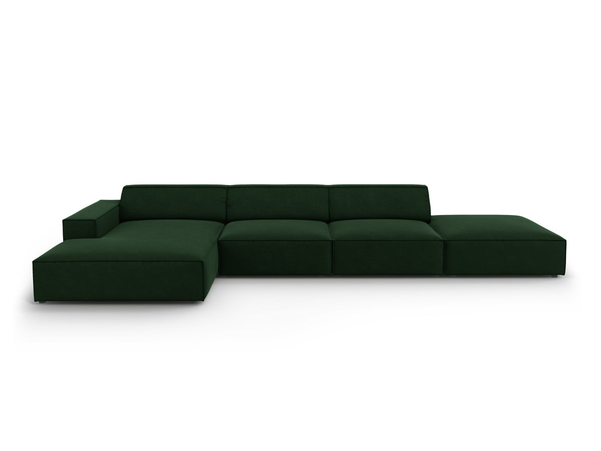 Jodie Velour modulares Ecksofa links 5 Sitzer in Bottle Green-Bluvel präsentiert im Onlineshop von KAQTU Design AG. L-Sofa links ist von Micadoni