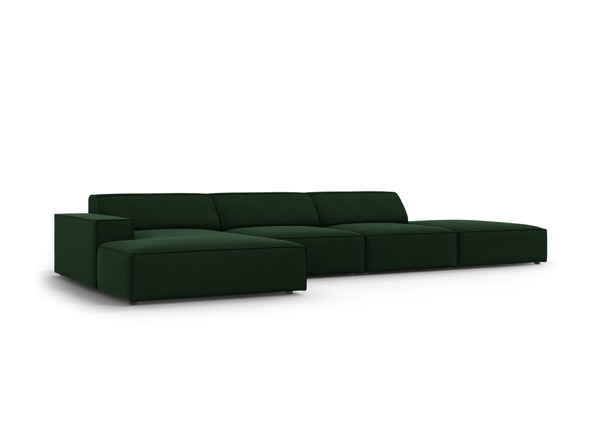 Jodie Velour modulares Ecksofa links 5 Sitzer in Bottle Green-Bluvel präsentiert im Onlineshop von KAQTU Design AG. L-Sofa links ist von Micadoni