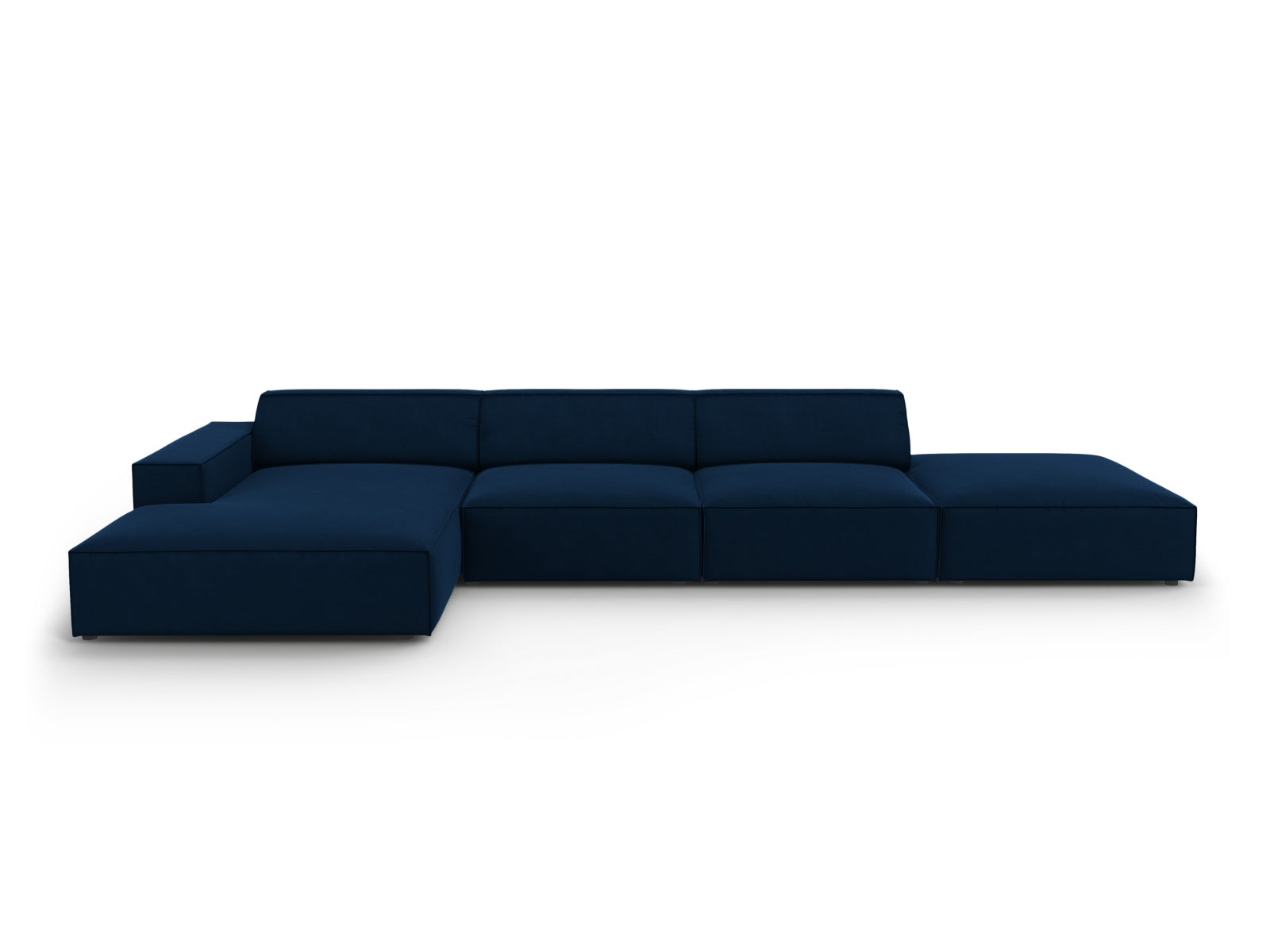 Jodie Velour modulares Ecksofa links 5 Sitzer in Royal Blue-Bluvel präsentiert im Onlineshop von KAQTU Design AG. L-Sofa links ist von Micadoni