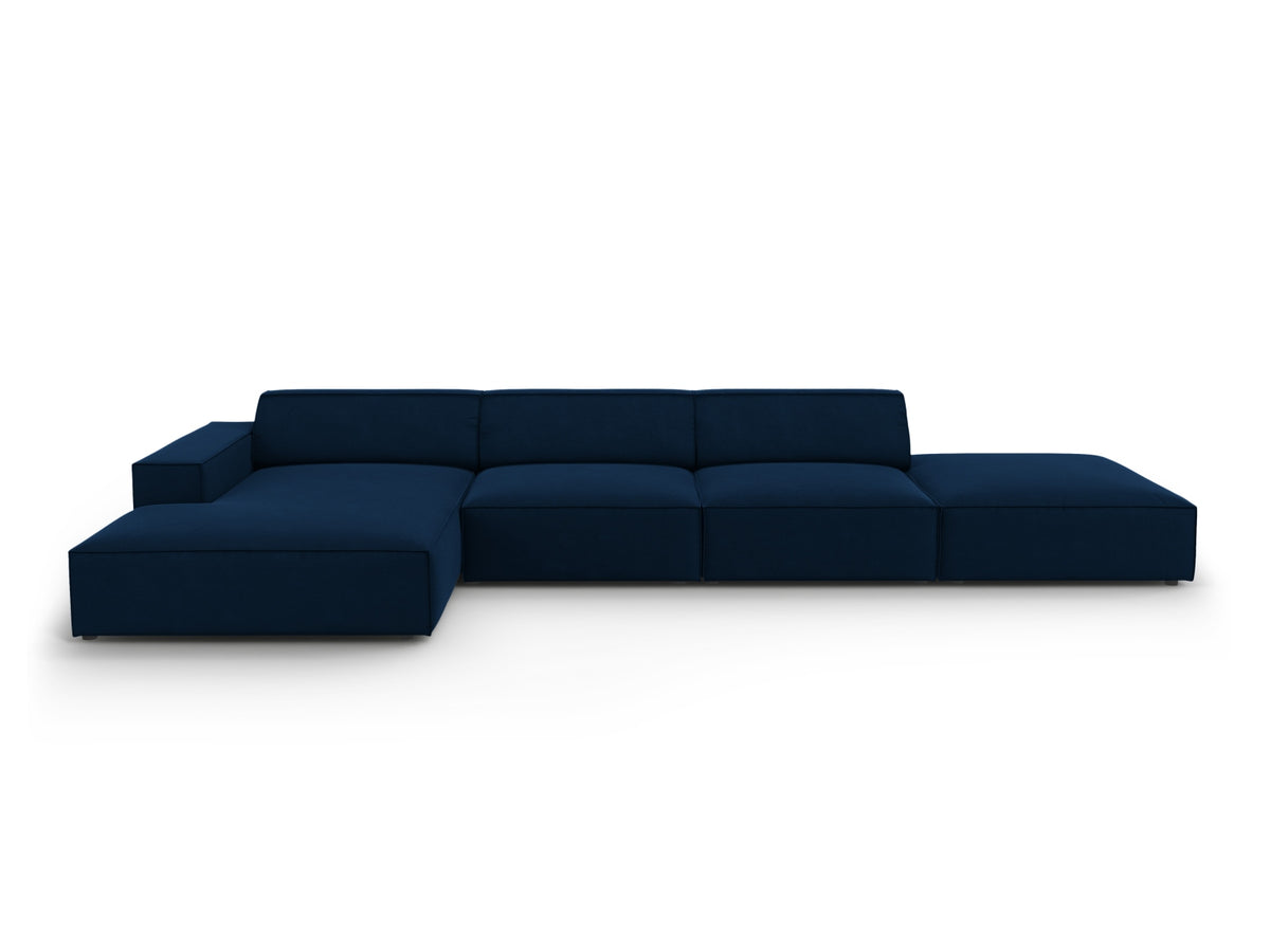 Jodie Velour modulares Ecksofa links 5 Sitzer in Royal Blue-Bluvel präsentiert im Onlineshop von KAQTU Design AG. L-Sofa links ist von Micadoni