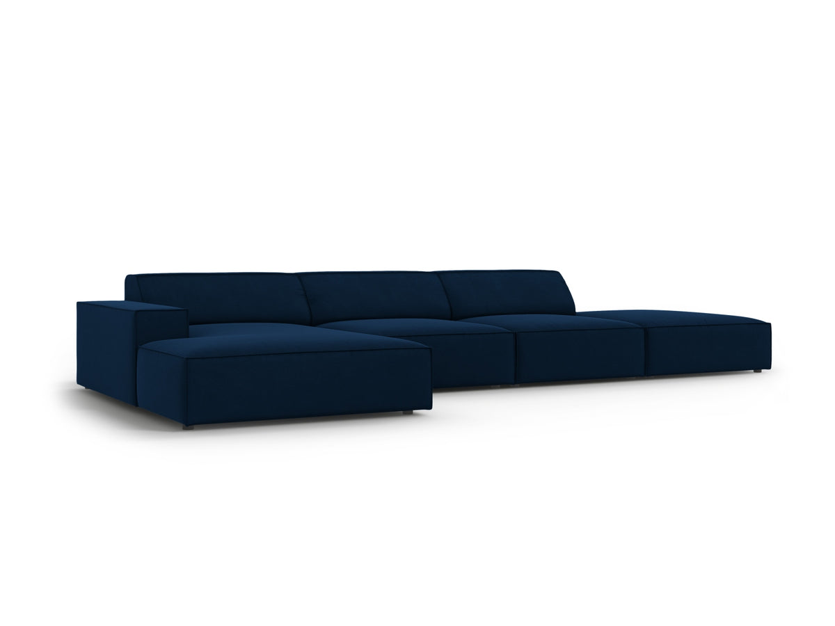 Jodie Velour modulares Ecksofa links 5 Sitzer in Royal Blue-Bluvel präsentiert im Onlineshop von KAQTU Design AG. L-Sofa links ist von Micadoni