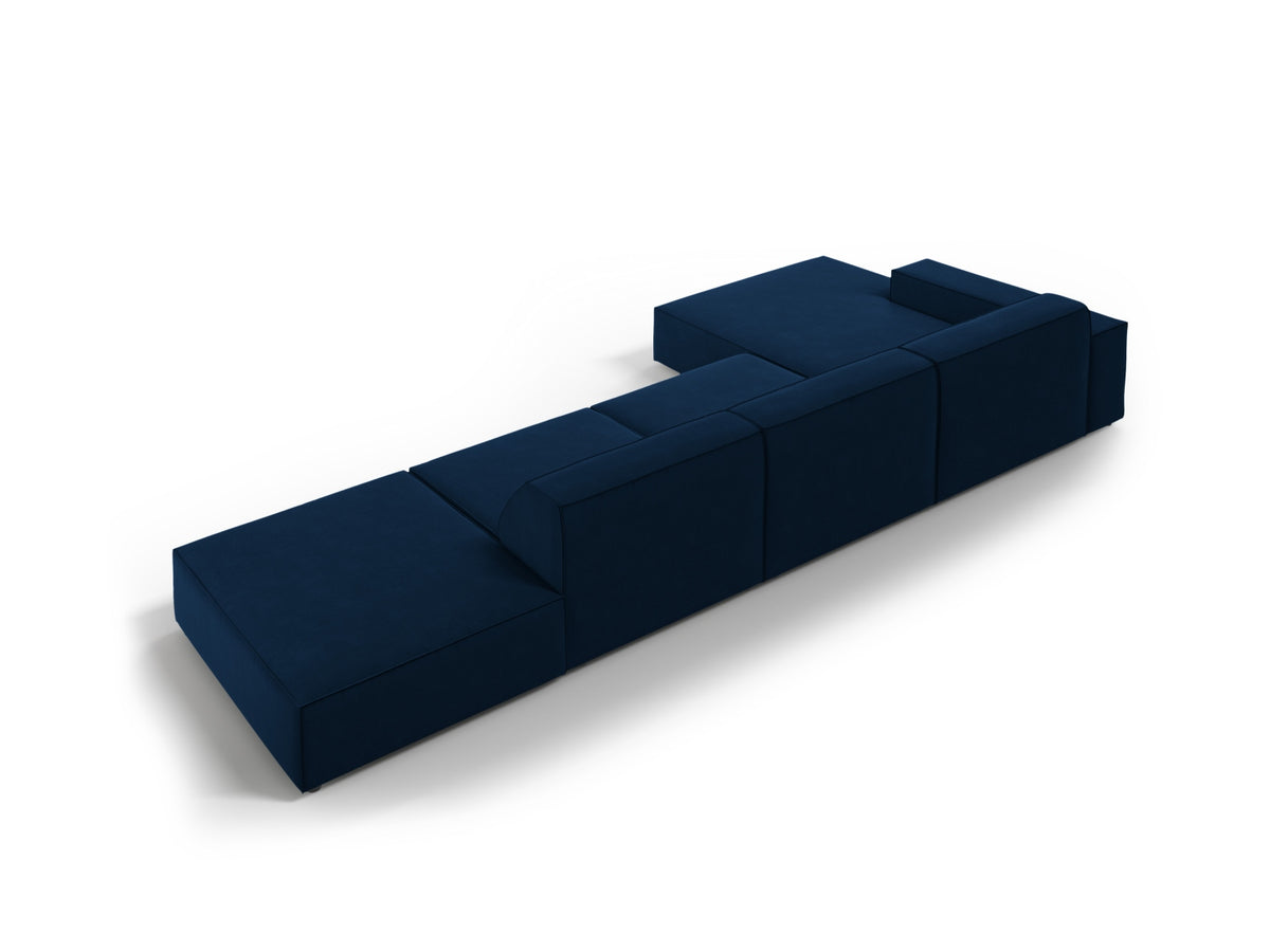 Jodie Velour modulares Ecksofa links 5 Sitzer in Royal Blue-Bluvel präsentiert im Onlineshop von KAQTU Design AG. L-Sofa links ist von Micadoni