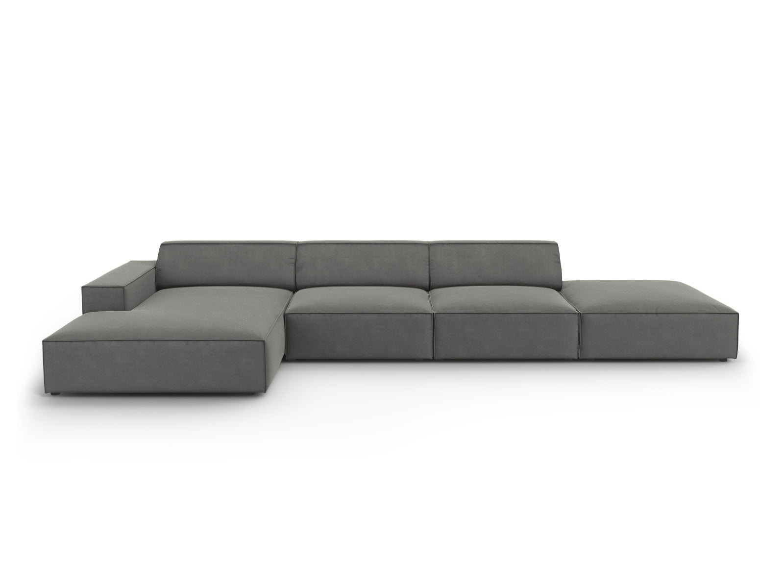Jodie Velour modulares Ecksofa links 5 Sitzer in Light Grey-Bluvel präsentiert im Onlineshop von KAQTU Design AG. L-Sofa links ist von Micadoni