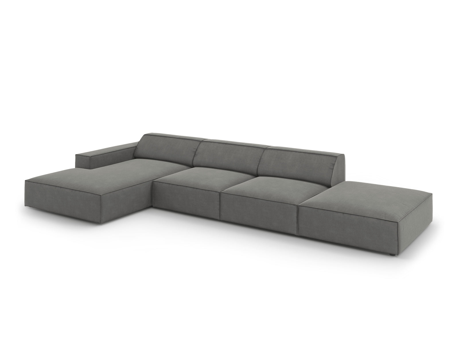 Erleben Sie das Jodie Velour Ecksofa links von Micadoni – ein modulares 5-Sitzer Sofa, das luxuriösen Komfort und individuelles Design für Ihr Zuhause bietet.