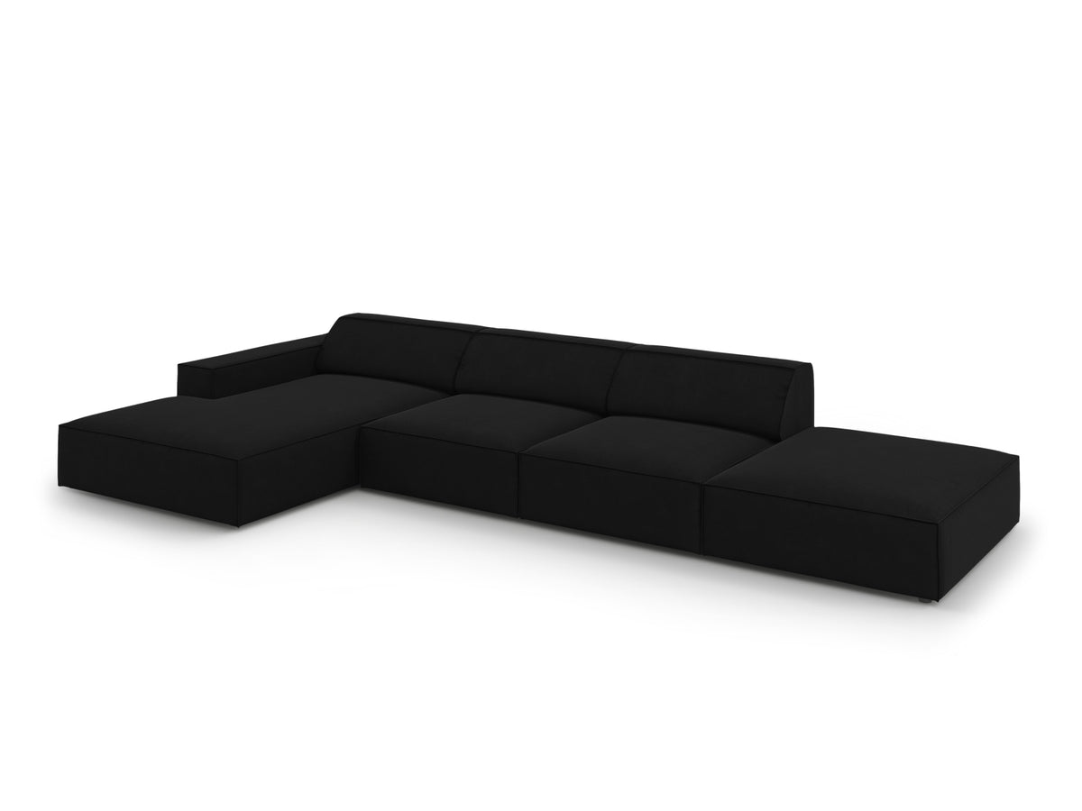 Jodie Velour modulares Ecksofa links 5 Sitzer in Black-Bluvel präsentiert im Onlineshop von KAQTU Design AG. L-Sofa links ist von Micadoni