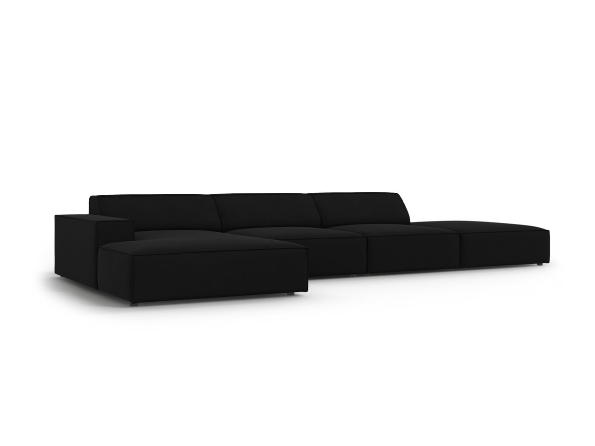 Jodie Velour modulares Ecksofa links 5 Sitzer in Black-Bluvel präsentiert im Onlineshop von KAQTU Design AG. L-Sofa links ist von Micadoni