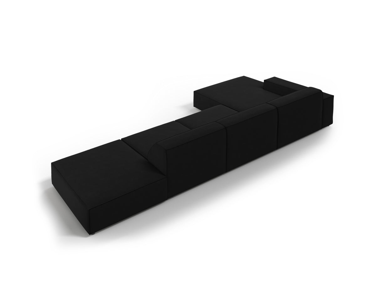 Jodie Velour modulares Ecksofa links 5 Sitzer in Black-Bluvel präsentiert im Onlineshop von KAQTU Design AG. L-Sofa links ist von Micadoni
