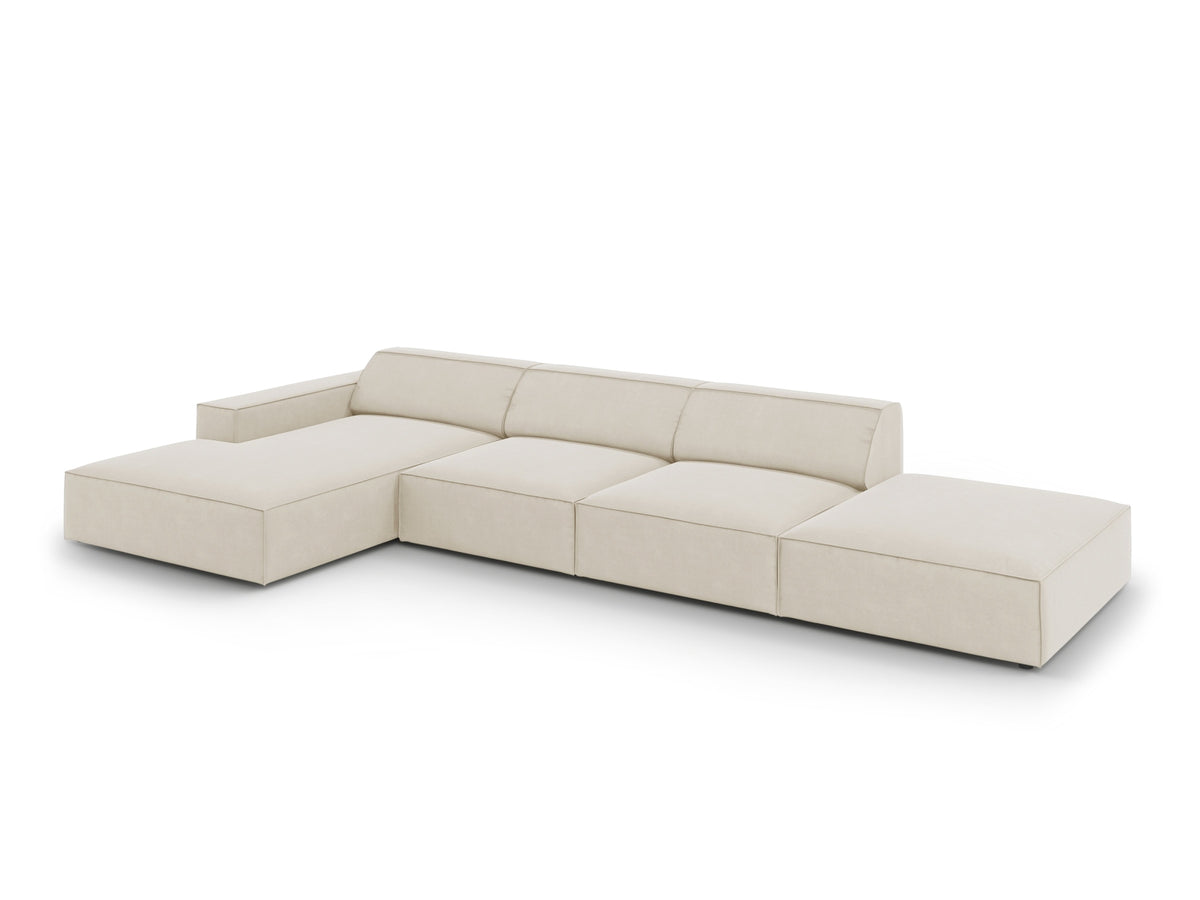 Jodie Velour modulares Ecksofa links 5 Sitzer in Dark Beige-Bluvel präsentiert im Onlineshop von KAQTU Design AG. L-Sofa links ist von Micadoni