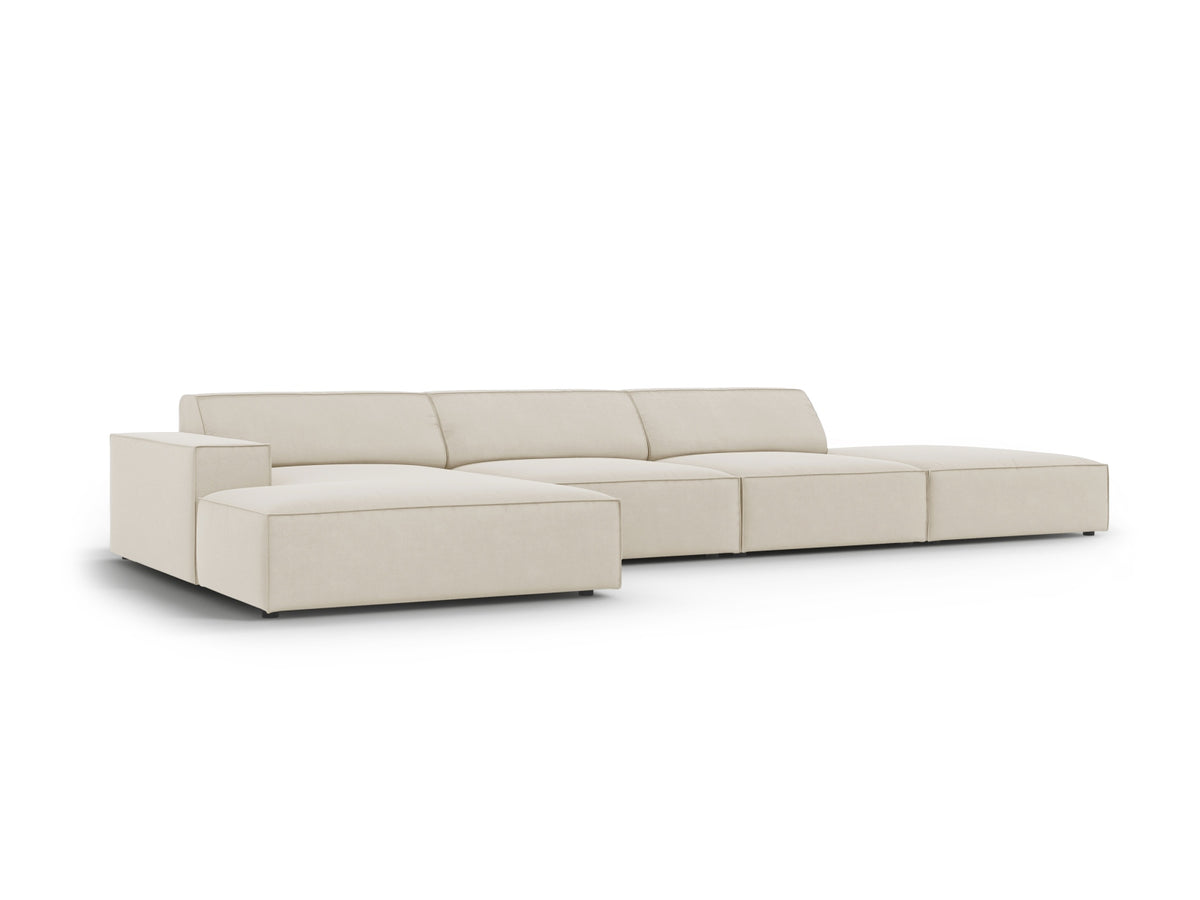 Jodie Velour modulares Ecksofa links 5 Sitzer in Dark Beige-Bluvel präsentiert im Onlineshop von KAQTU Design AG. L-Sofa links ist von Micadoni