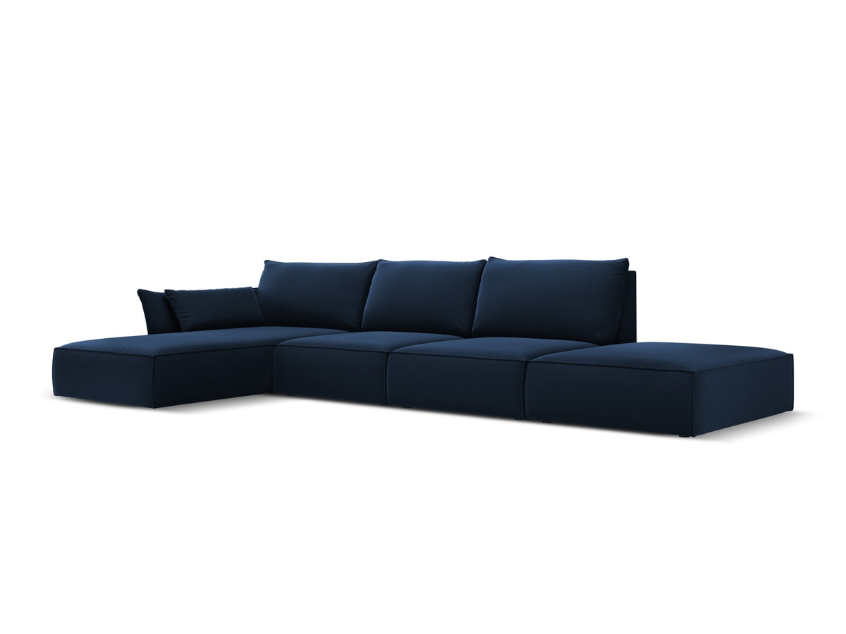 Kaelle Velour Ecksofa links 5 Sitzer in Royal Blue-Bluvel präsentiert im Onlineshop von KAQTU Design AG. L-Sofa links ist von Micadoni