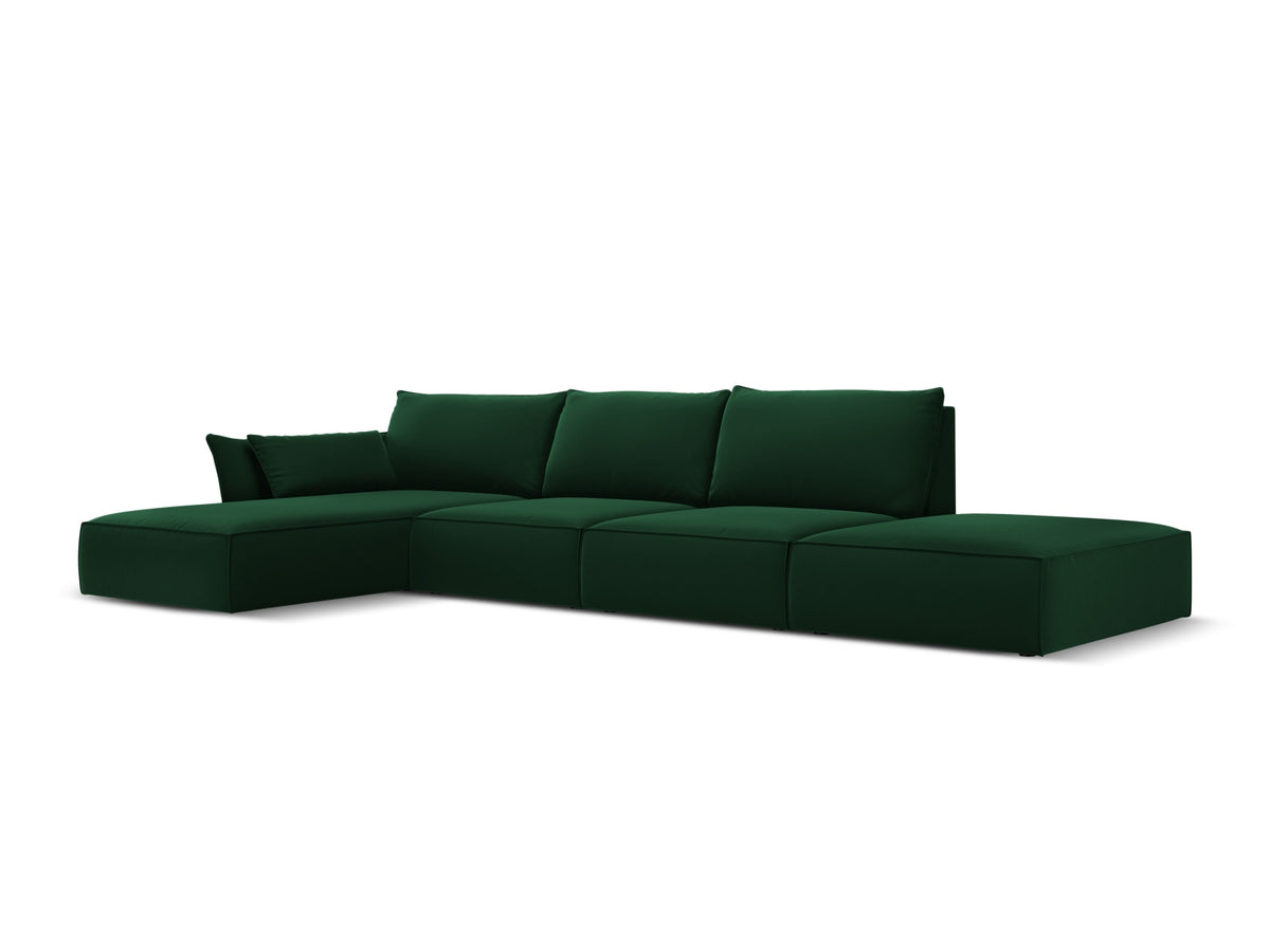 Kaelle Velour Ecksofa links 5 Sitzer in Bottle Green-Bluvel präsentiert im Onlineshop von KAQTU Design AG. L-Sofa links ist von Micadoni