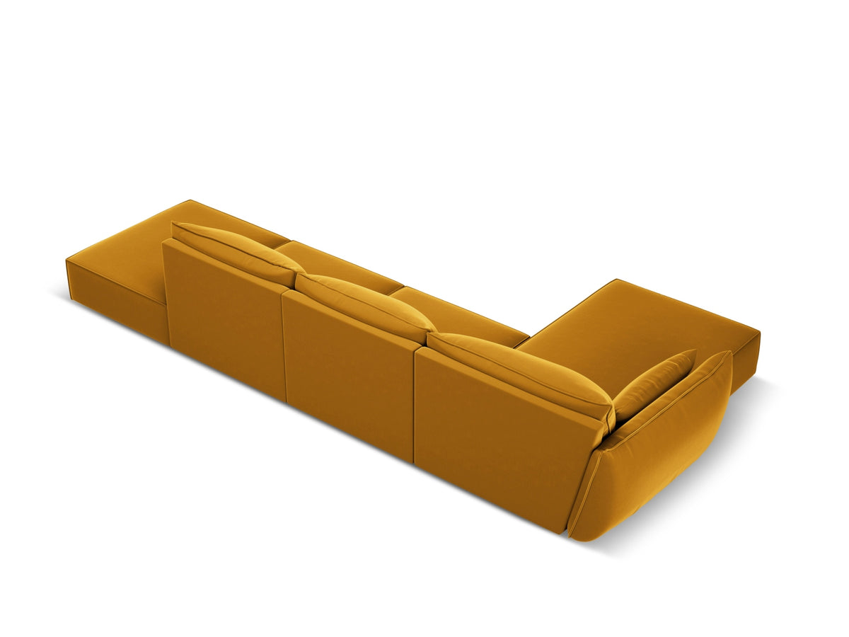 Kaelle Velour Ecksofa links 5 Sitzer in Yellow-Bluvel präsentiert im Onlineshop von KAQTU Design AG. L-Sofa links ist von Micadoni