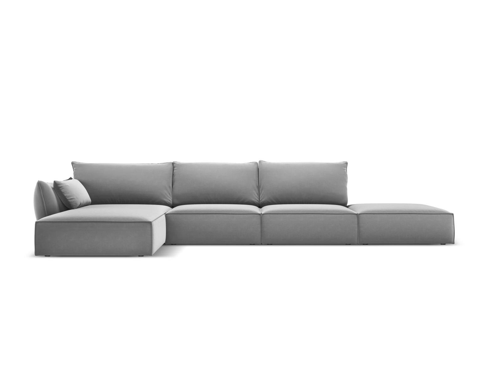 Kaelle Velour Ecksofa links 5 Sitzer in Grey-Bluvel präsentiert im Onlineshop von KAQTU Design AG. L-Sofa links ist von Micadoni