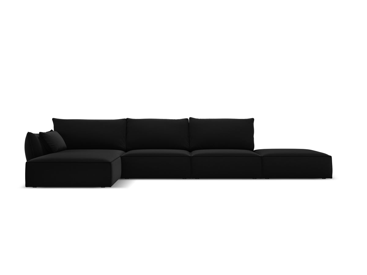 Kaelle Velour Ecksofa links 5 Sitzer in Black-Bluvel präsentiert im Onlineshop von KAQTU Design AG. L-Sofa links ist von Micadoni