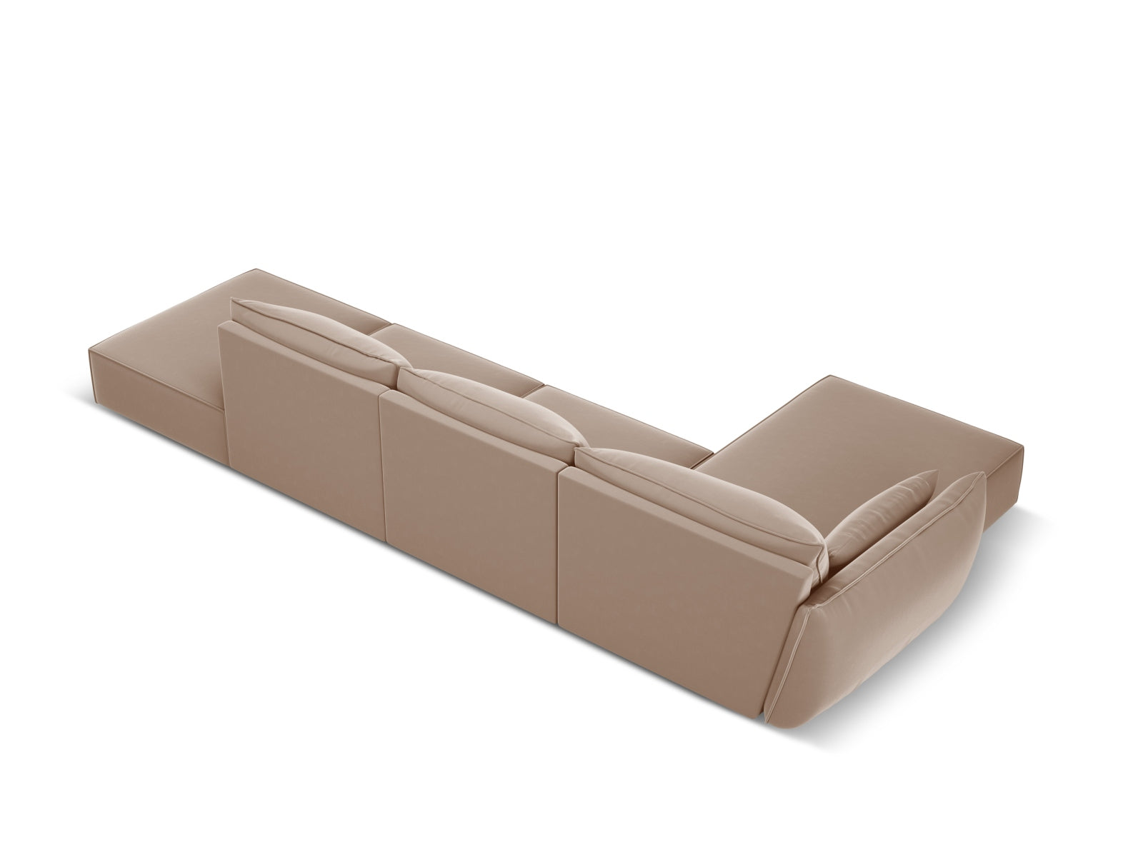 Beiges Velour Ecksofa von Micadoni, 5-Sitzer, linksseitig, ideal für stilvolle Wohnräume, vereint Komfort und modernes Design.