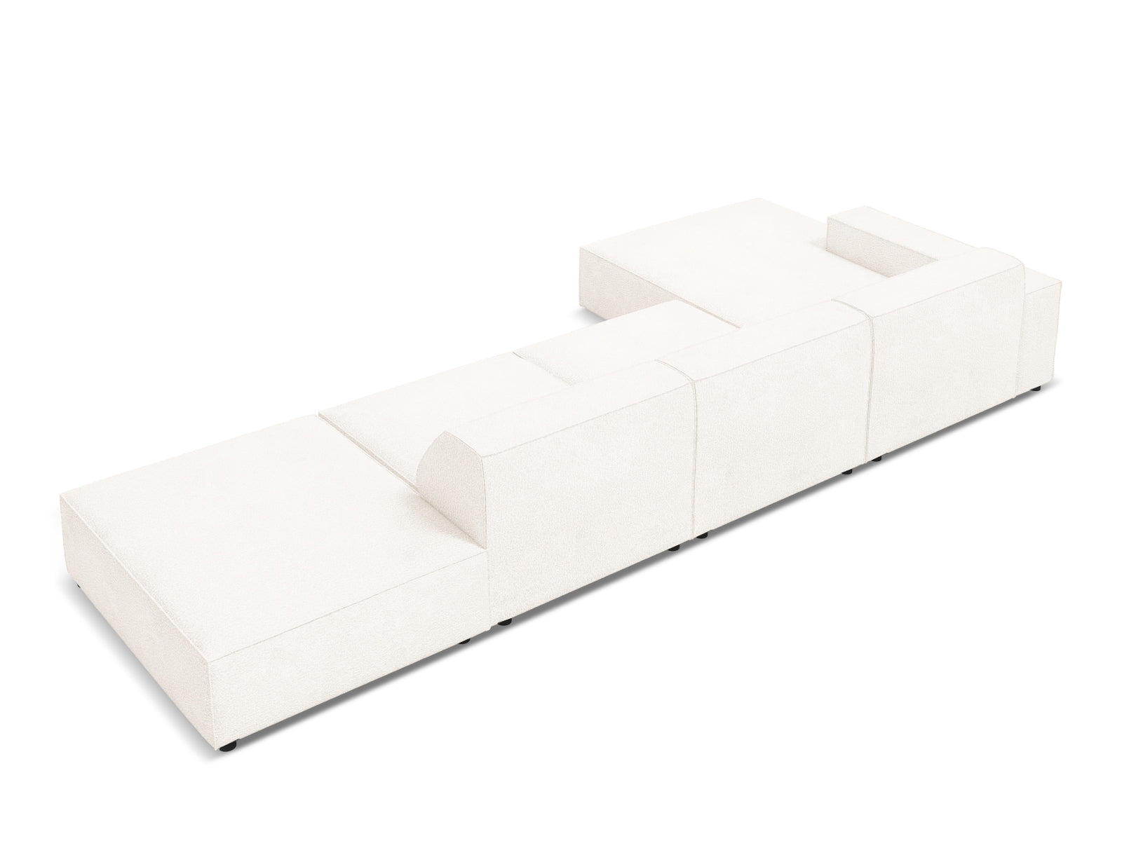 Erleben Sie das Jodie Boucle Ecksofa links von Micadoni – ein modulares 5-Sitzer Sofa, das modernes Design und höchsten Komfort für Ihr Zuhause bietet.