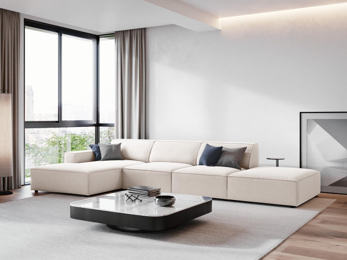 Jodie Modulares Ecksofa links 5 Sitzer in Light Beige-Megan präsentiert im Onlineshop von KAQTU Design AG. L-Sofa links ist von Micadoni