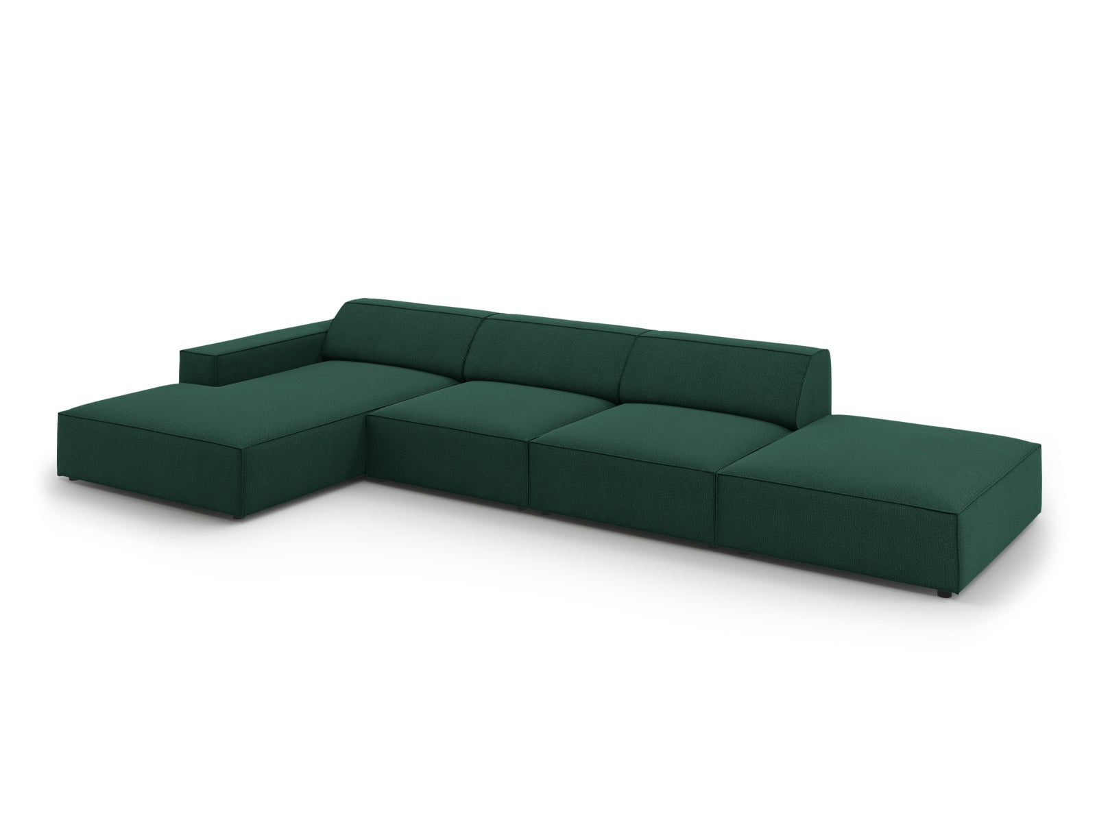 Modulares 5-Sitzer-Ecksofa Jodie von Micadoni in ansprechendem Grün, perfekt für stilvolle und gemütliche Wohnbereiche.
