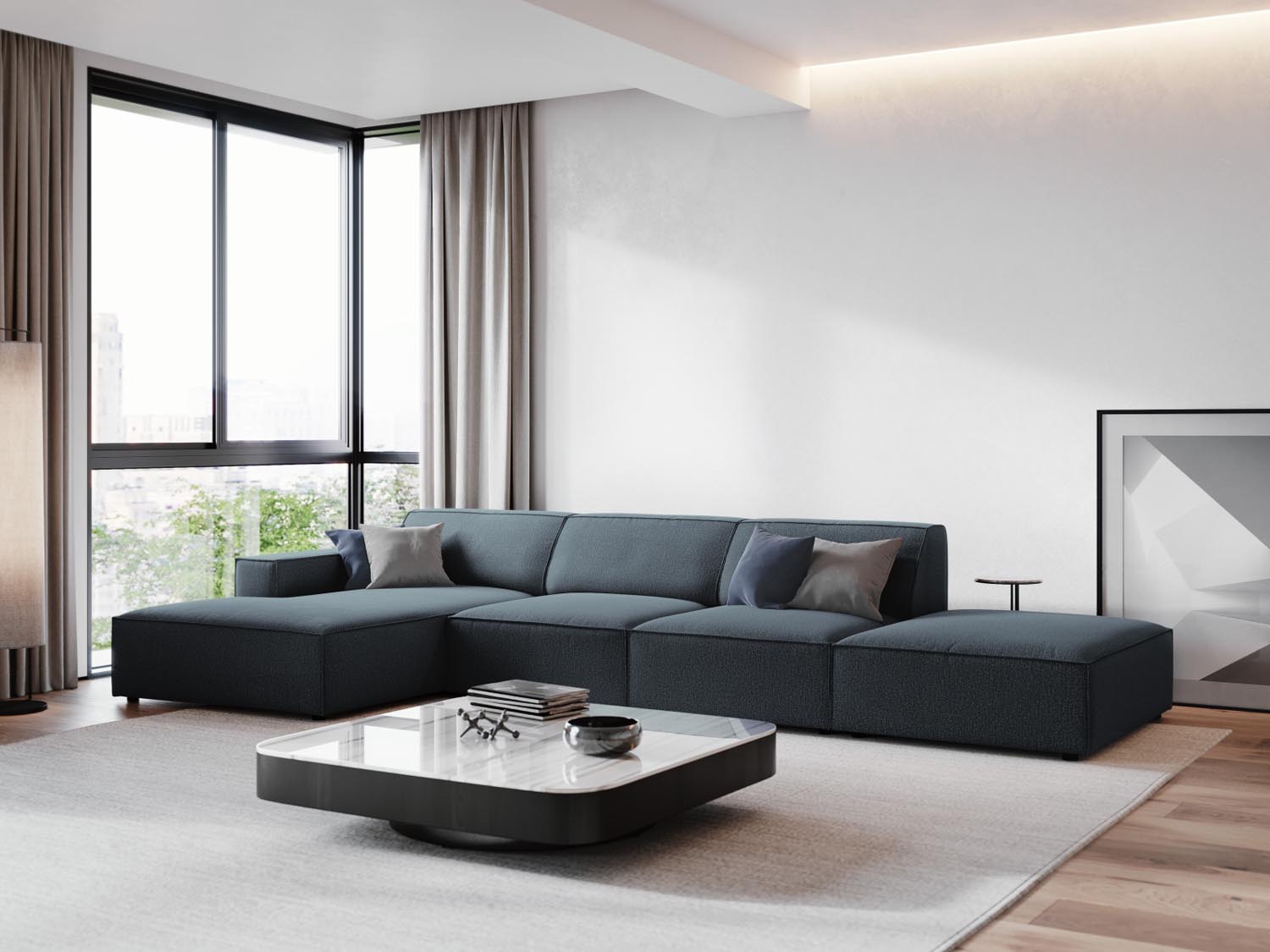 Entdecken Sie das Jodie Ecksofa links 5 Sitzer von Micadoni – stilvoll, modular und komfortabel. Perfekt für jedes Wohnzimmer!