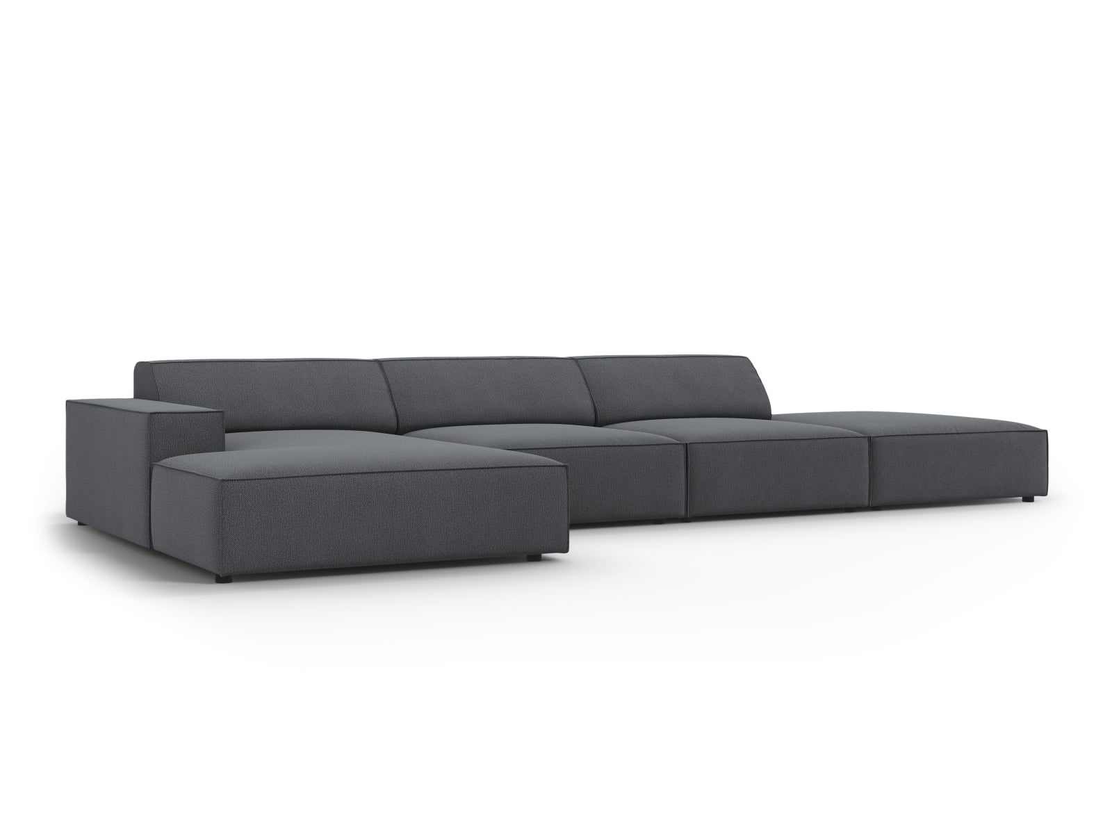 Modulares Ecksofa Jodie in stilvollem Dunkelgrau, ideal für moderne Wohnräume. Flexibles 5-Sitzer-Design von Micadoni.