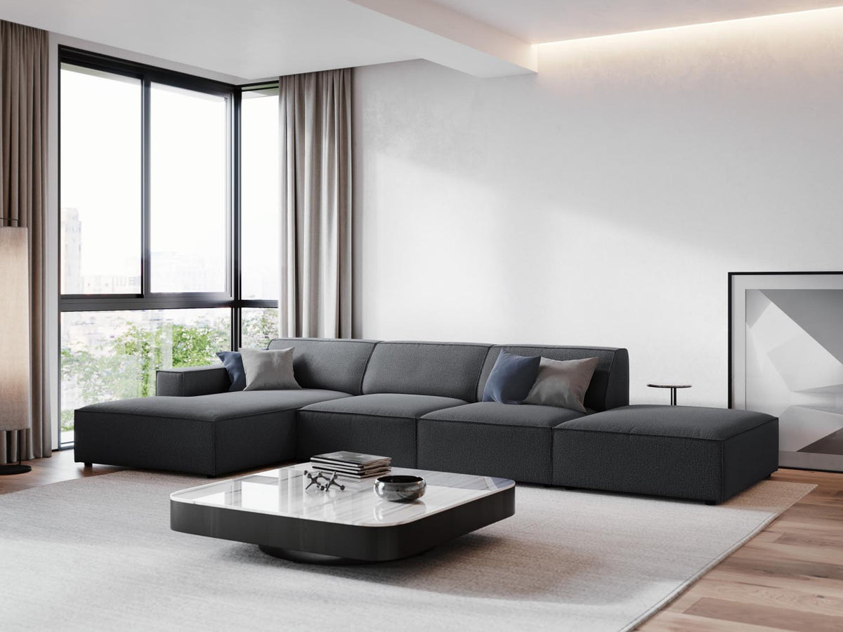 Jodie Modulares Ecksofa links 5 Sitzer in Dark Grey-Megan präsentiert im Onlineshop von KAQTU Design AG. L-Sofa links ist von Micadoni