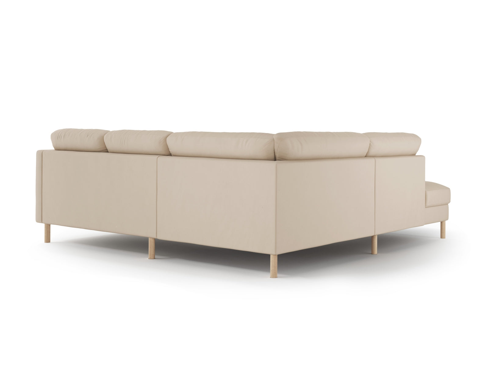 Elegantes linksseitiges Ecksofa Eden Velour in sanftem Nude, ideal für stilvolle Wohnräume und gemütliche Abende mit Freunden.