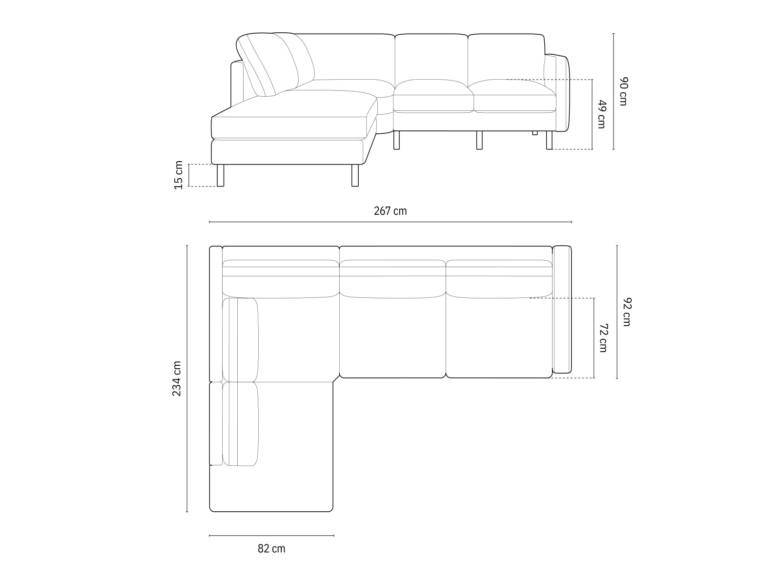 Elegantes linksseitiges Ecksofa Eden Velour für 4 Personen, ideal für entspannte Stunden und modernes Wohndesign.