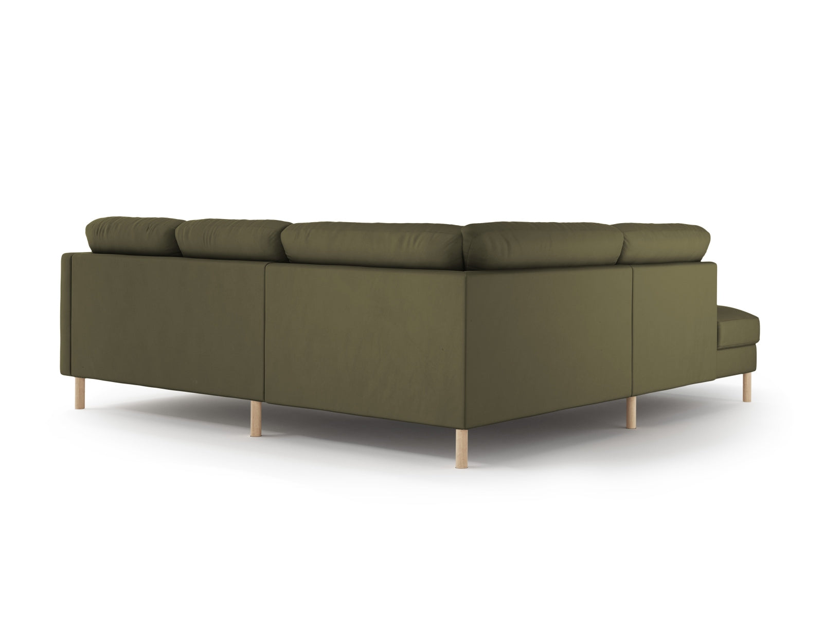 Stylisches linksseitiges Ecksofa Eden Velour in edlem Moosgrün, ideal für gemütliche Stunden und zeitgemäße Einrichtung.