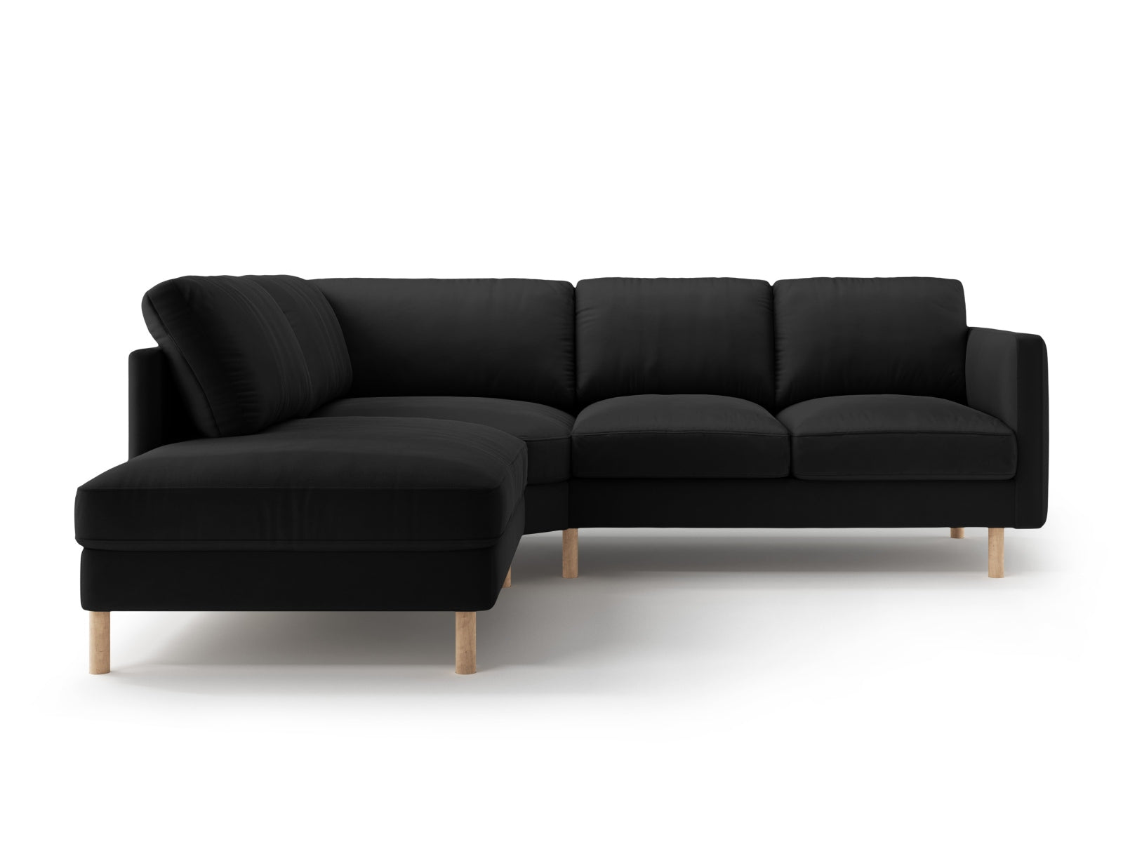 Stilvolles linksseitiges Ecksofa Eden Velour für 4 Personen, perfekt für gemütliche Abende und moderne Wohnkonzepte, gefertigt aus luxuriösem Velours.