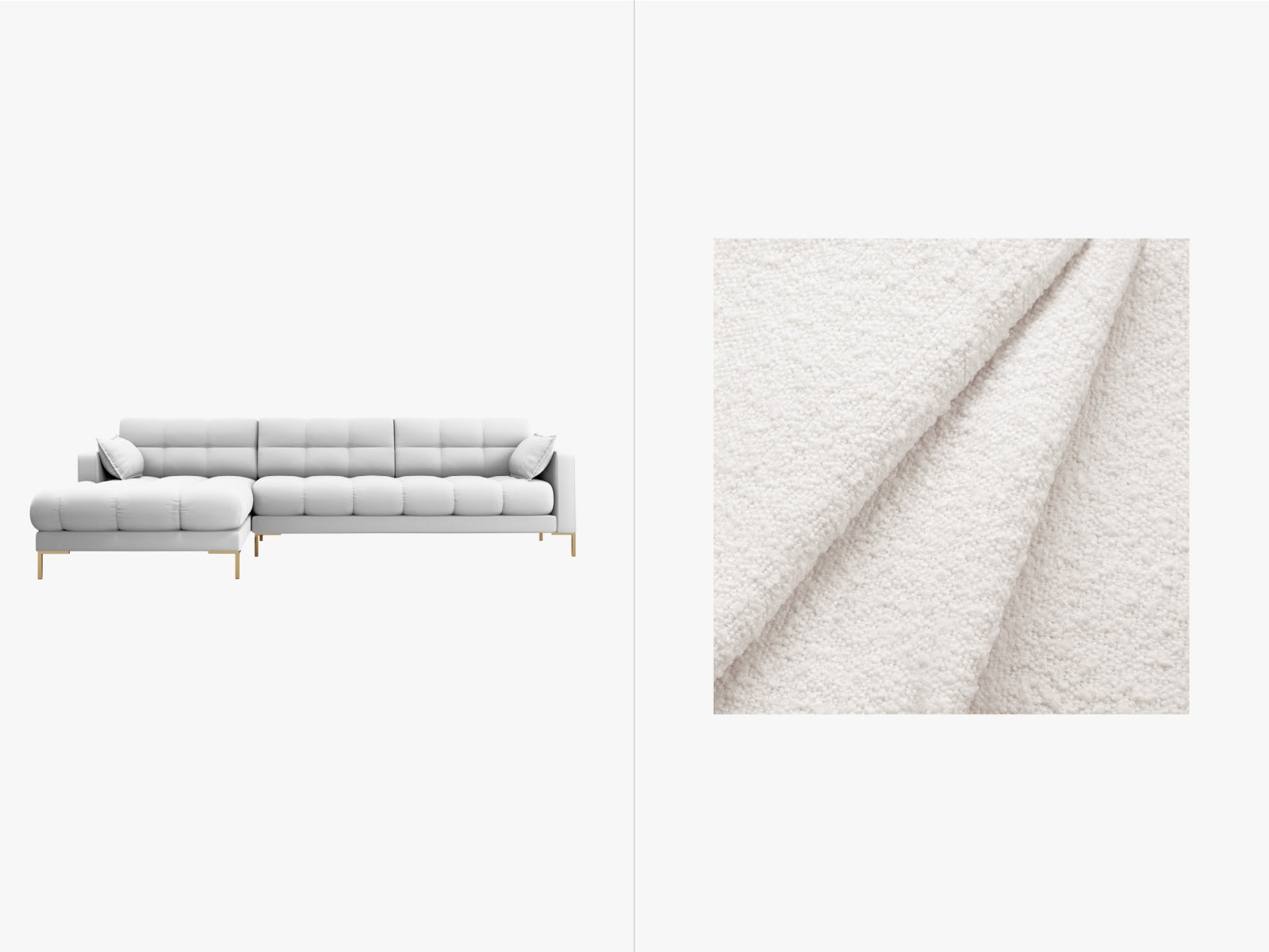 Mamaia Ecksofa links 5 Sitzer in White/Gold präsentiert im Onlineshop von KAQTU Design AG. Ecksofa links ist von Micadoni