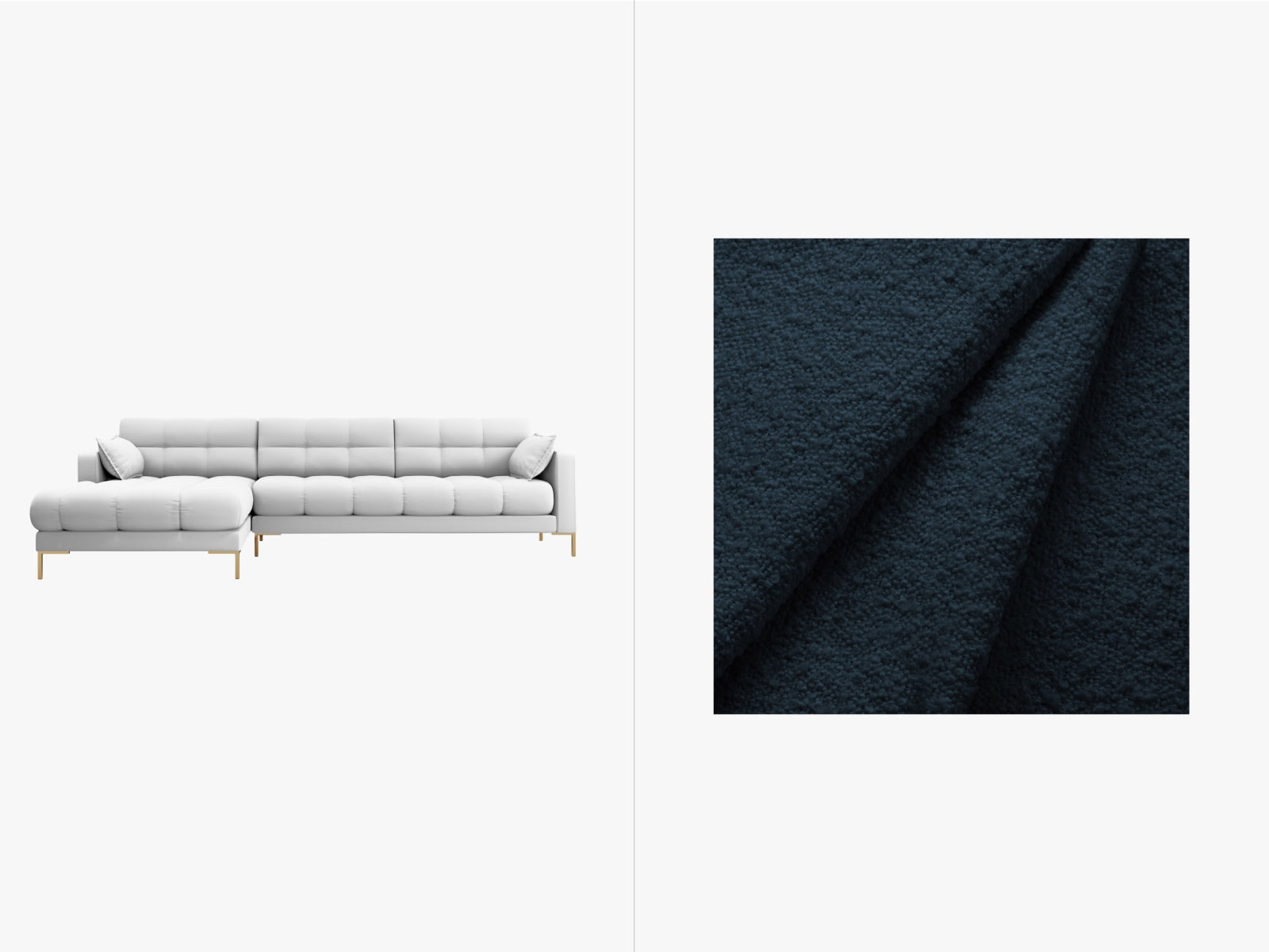 Mamaia Ecksofa links 5 Sitzer in Dark Blue/Gold präsentiert im Onlineshop von KAQTU Design AG. Ecksofa links ist von Micadoni