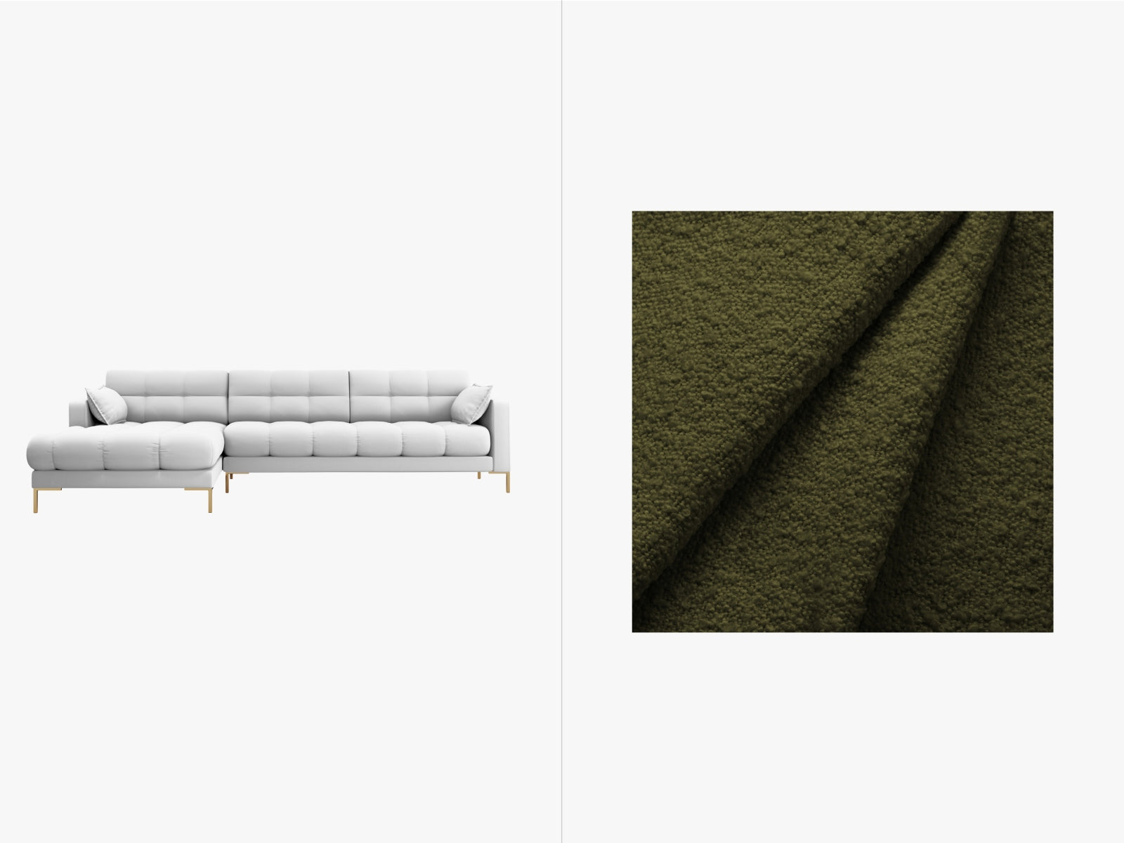 Mamaia Ecksofa links 5 Sitzer in Dark Olive Green/Gold präsentiert im Onlineshop von KAQTU Design AG. Ecksofa links ist von Micadoni