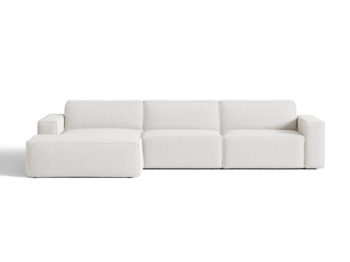 Modulares Ecksofa links Jodie von Micadoni mit Meridienne auf schwarzen Kunststoffbeinen