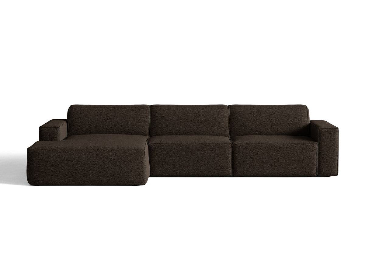 Modulares Ecksofa links Jodie von Micadoni mit Meridienne auf schwarzen Kunststoffbeinen