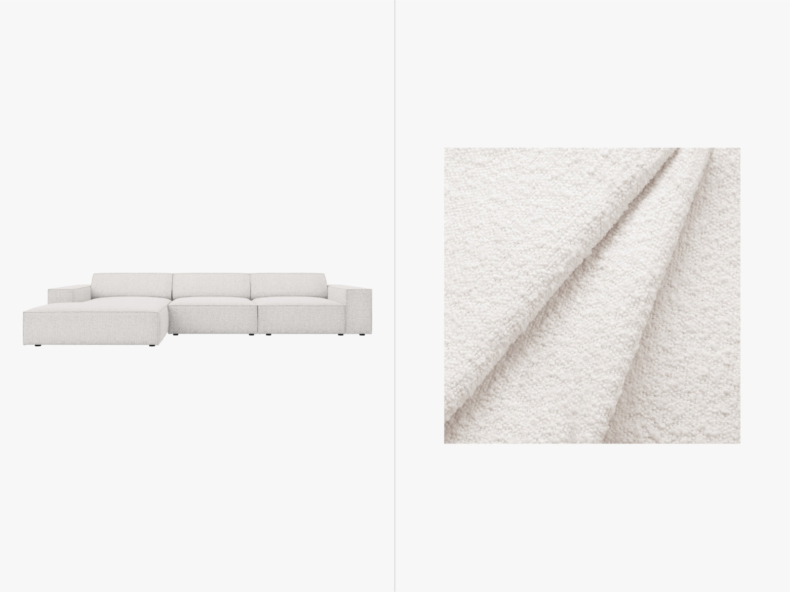 Jodie Boucle modulares Ecksofa links 4 Sitzer in White präsentiert im Onlineshop von KAQTU Design AG. Ecksofa links ist von Micadoni