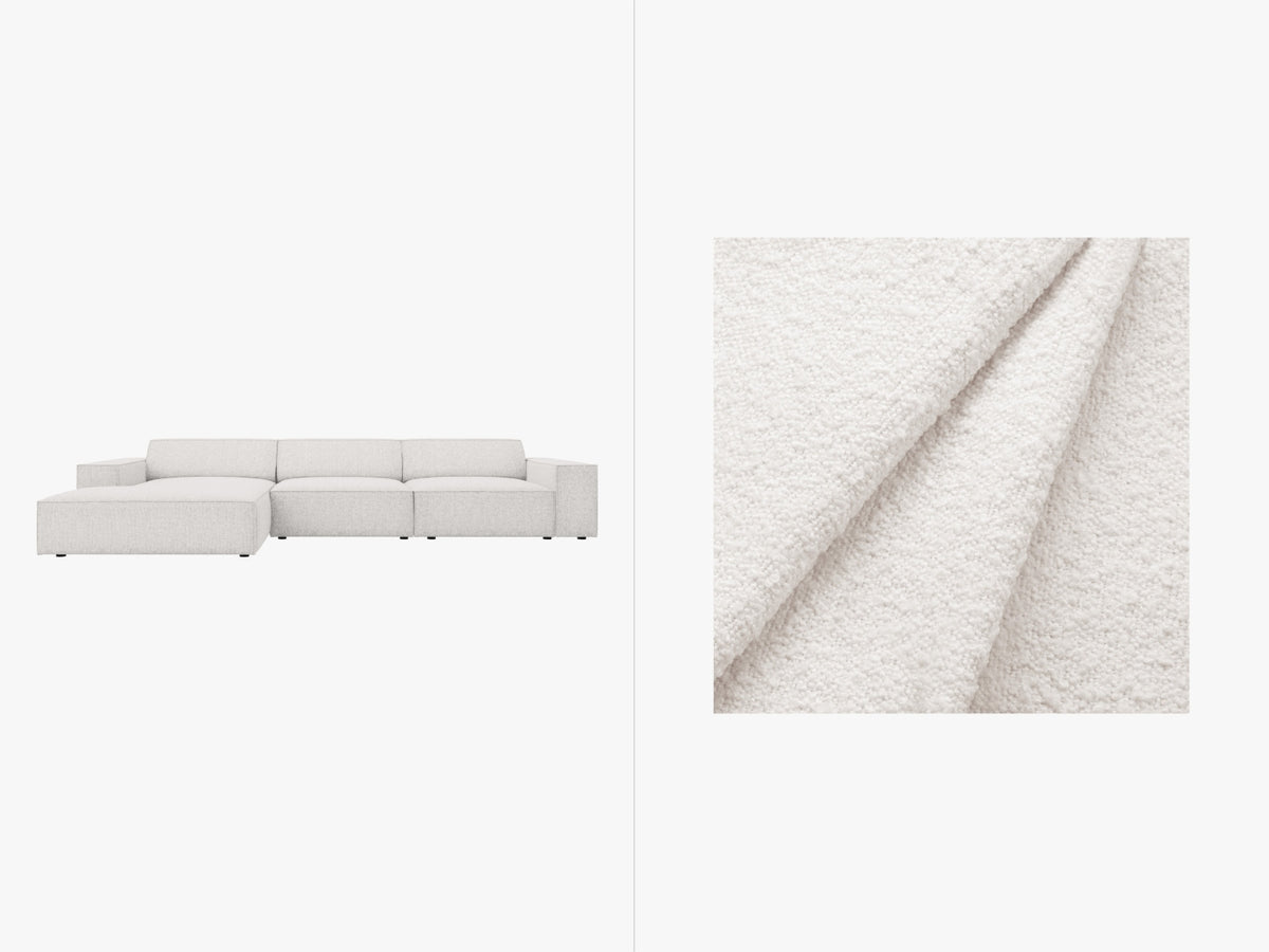 Jodie Boucle modulares Ecksofa links 4 Sitzer in White-Baloo präsentiert im Onlineshop von KAQTU Design AG. L-Sofa links ist von Micadoni