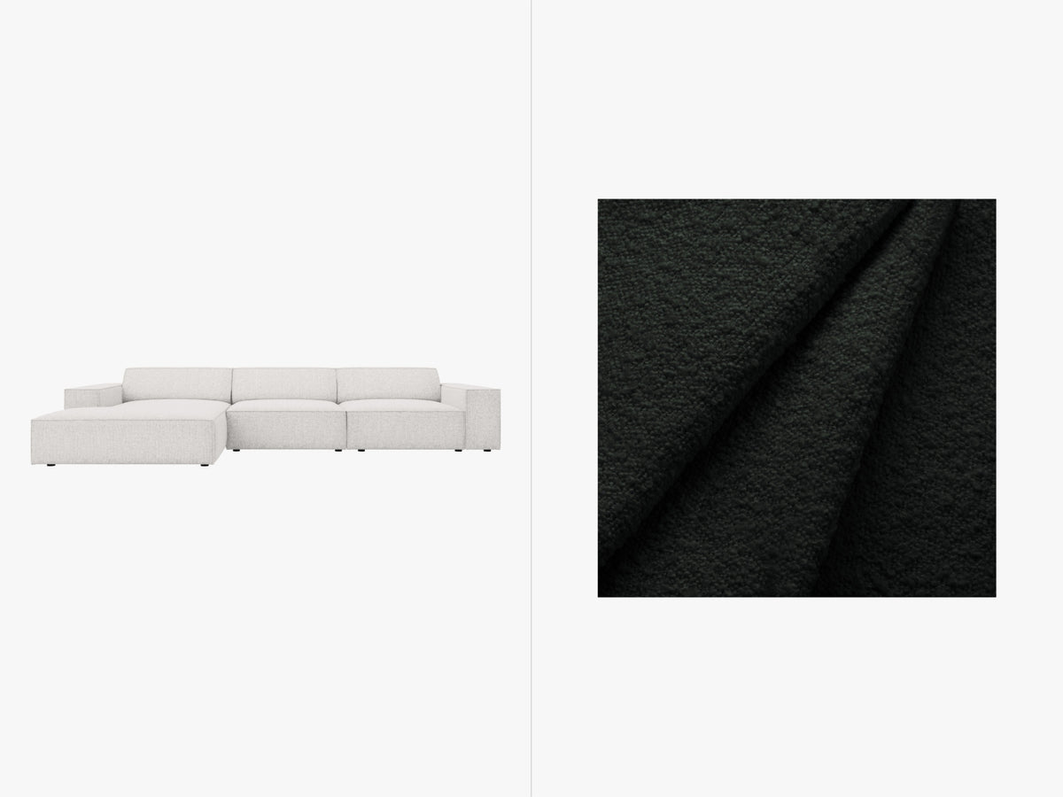 Jodie Boucle modulares Ecksofa links 4 Sitzer in Black-Baloo präsentiert im Onlineshop von KAQTU Design AG. L-Sofa links ist von Micadoni