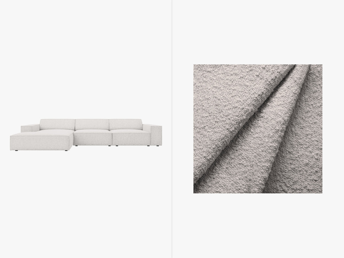 Jodie Boucle modulares Ecksofa links 4 Sitzer in Light Grey-Baloo präsentiert im Onlineshop von KAQTU Design AG. L-Sofa links ist von Micadoni