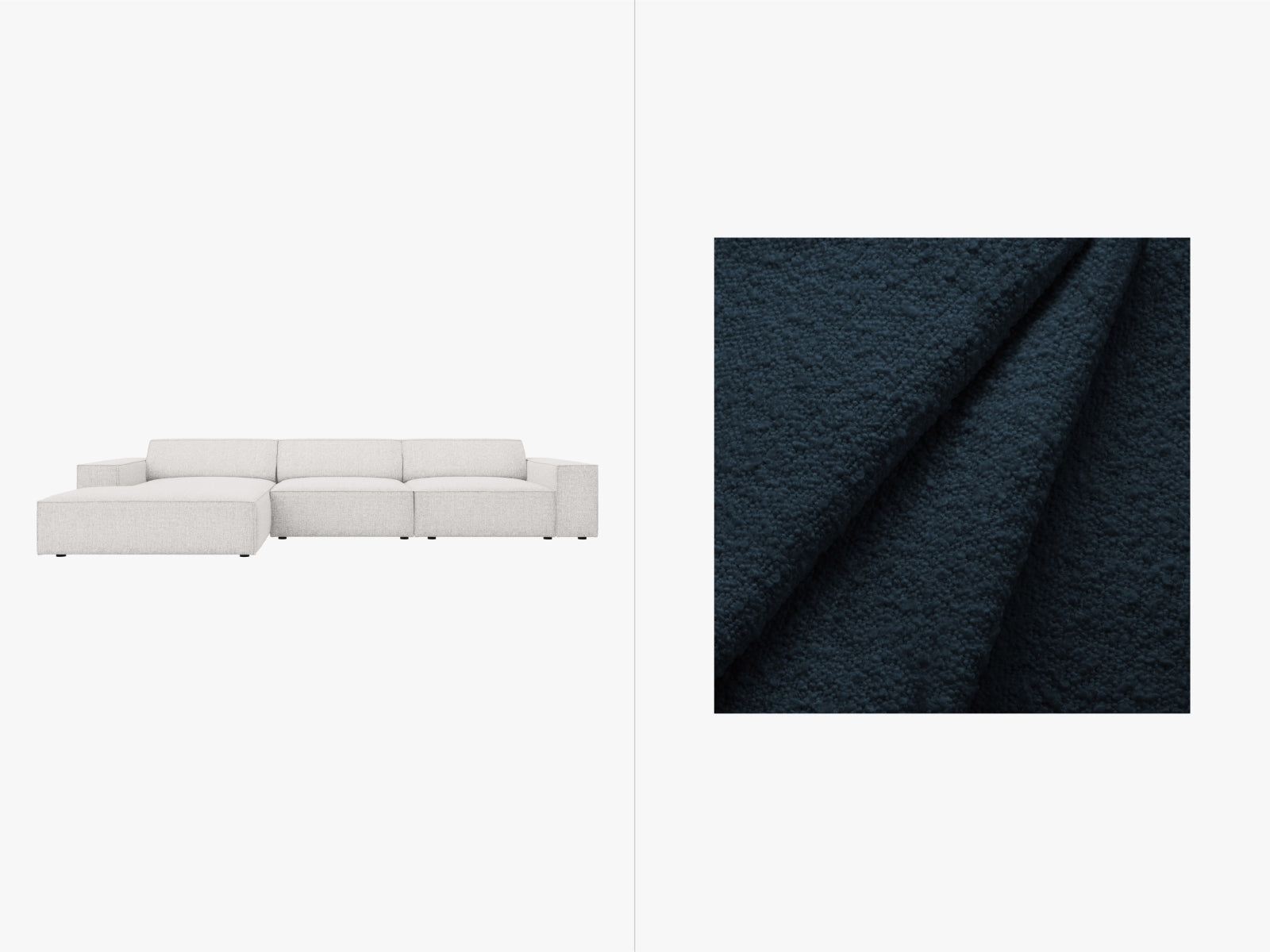Jodie Boucle modulares Ecksofa links 4 Sitzer in Dark Blue präsentiert im Onlineshop von KAQTU Design AG. Ecksofa links ist von Micadoni