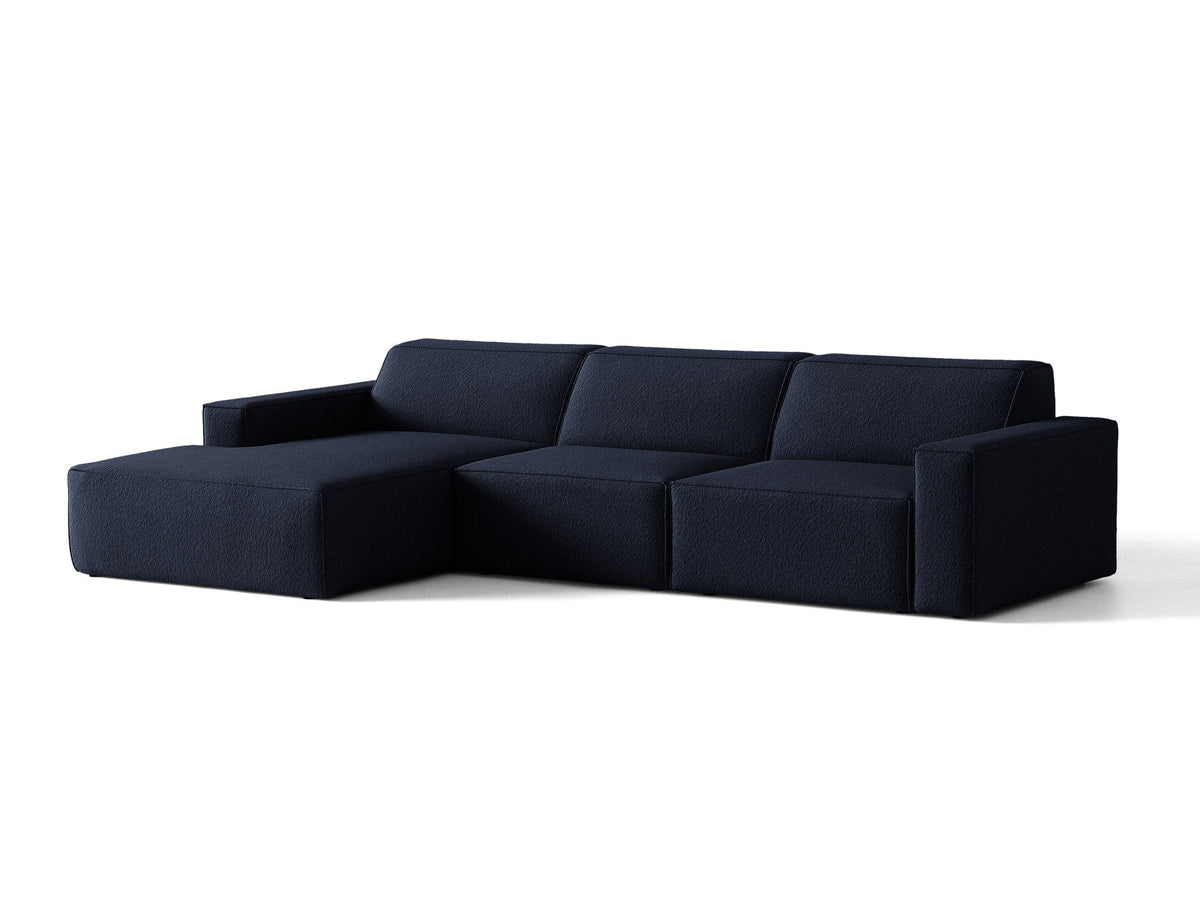 Modulares Ecksofa links Jodie von Micadoni mit Meridienne auf schwarzen Kunststoffbeinen