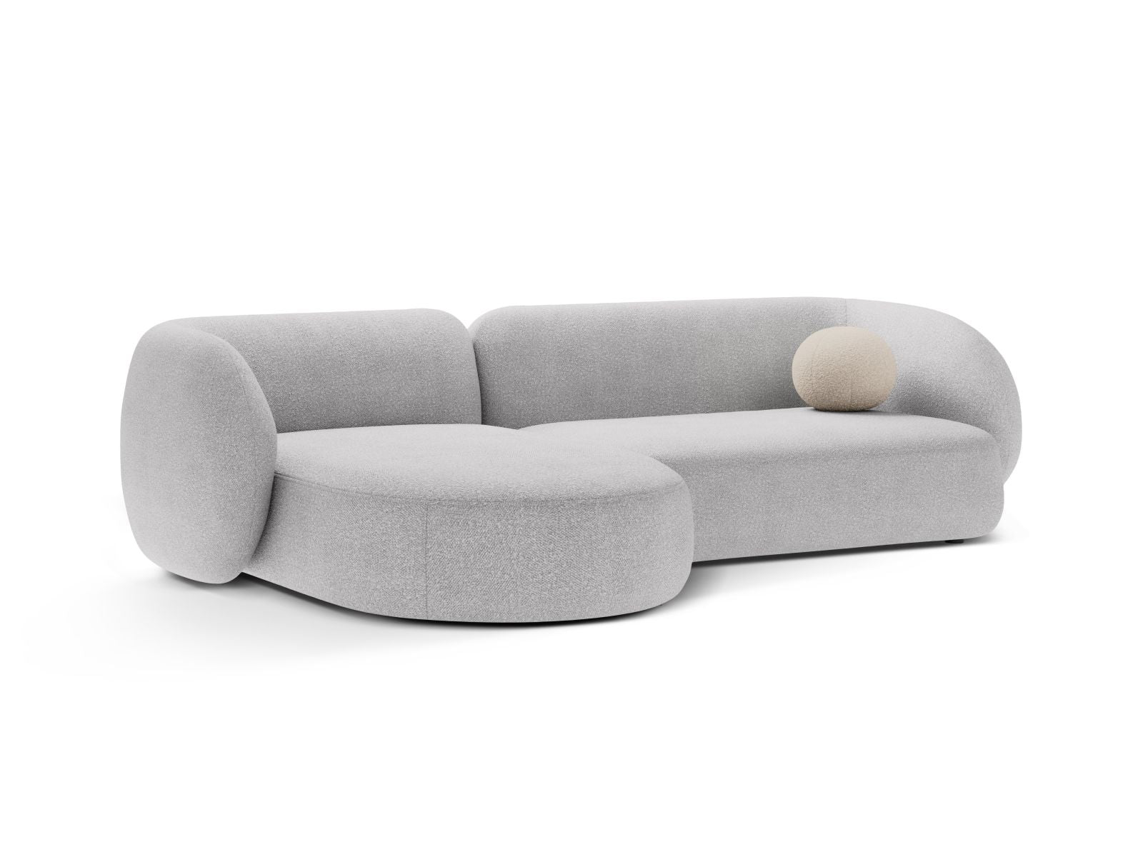 Stylisches 3-Sitzer Ecksofa links Kate in hellem Grau, ideal für moderne Wohnräume, präsentiert von Micadoni.