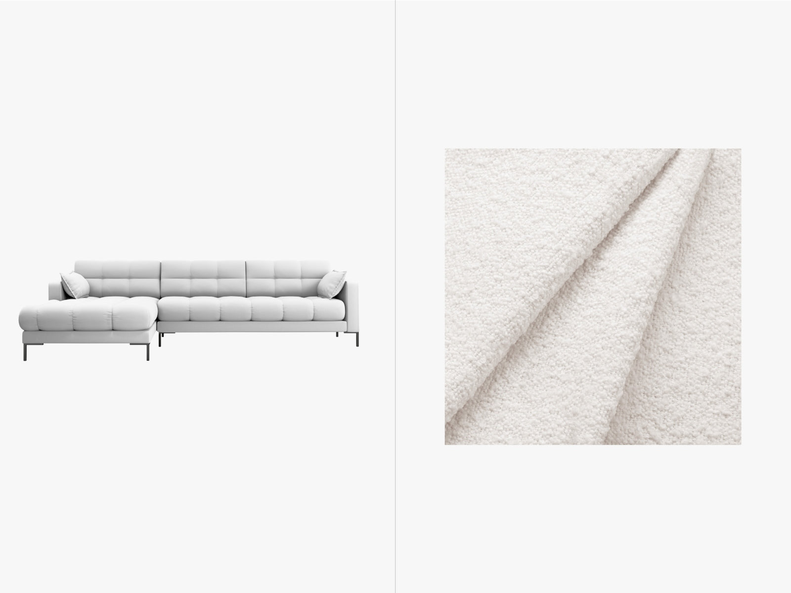 Mamaia Ecksofa links 5 Sitzer in White/Schwarz-Baloo präsentiert im Onlineshop von KAQTU Design AG. L-Sofa links ist von Micadoni